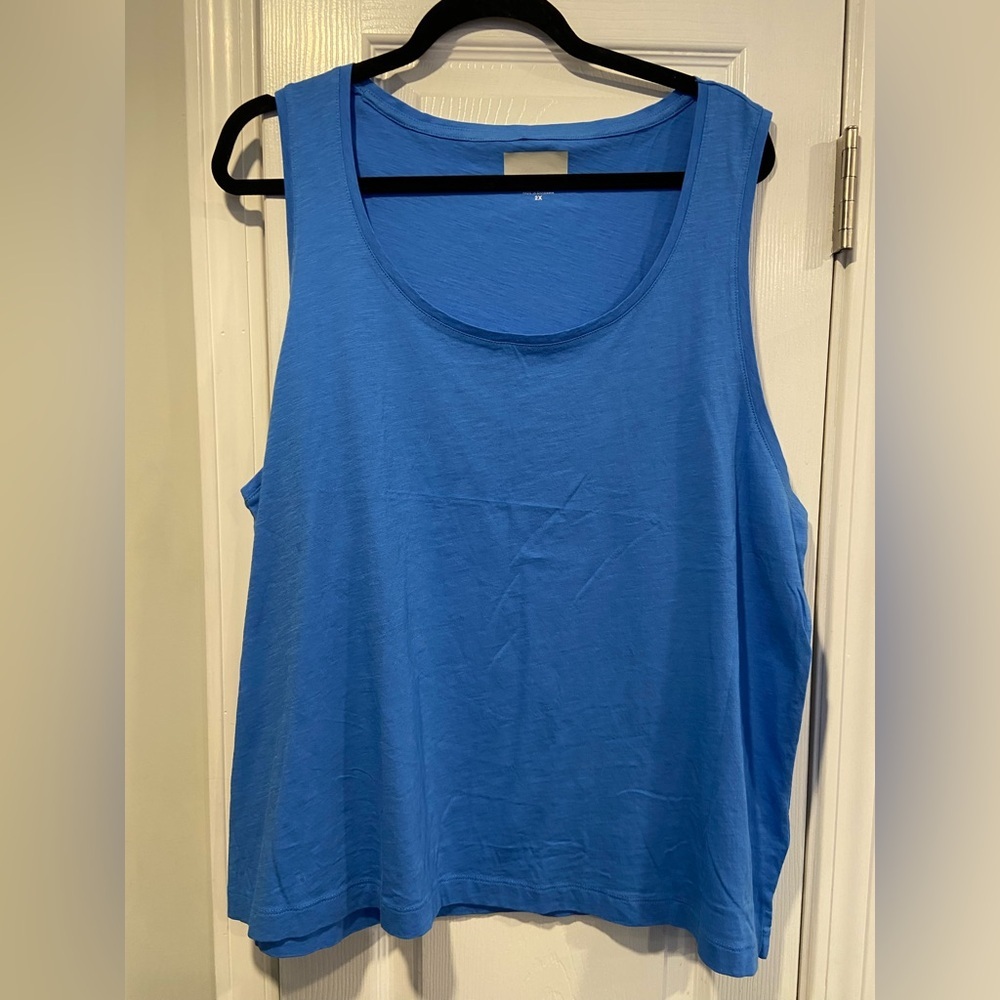 NWOT J. Crew Size 2X Scoop Neck Split Hem Relaxed Fit Slub Cotton Tank Top